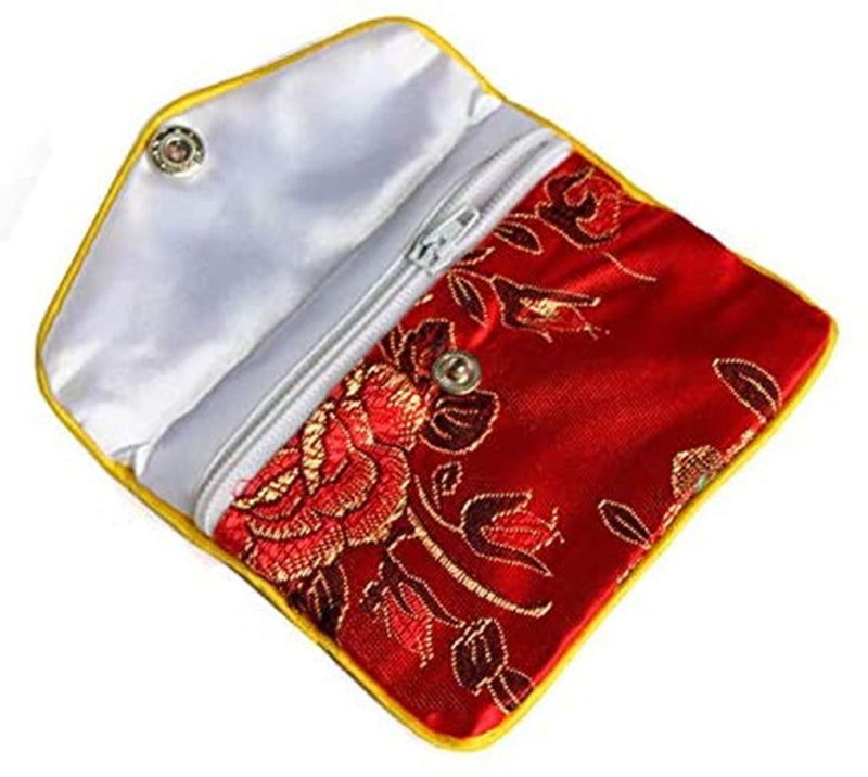 [Australia] - HAN SHENG 20 Pcs Embroidered Silk Jewelry Pouch Brocade Coin Purse Zipper Jewelry Pouch Gift Bags 