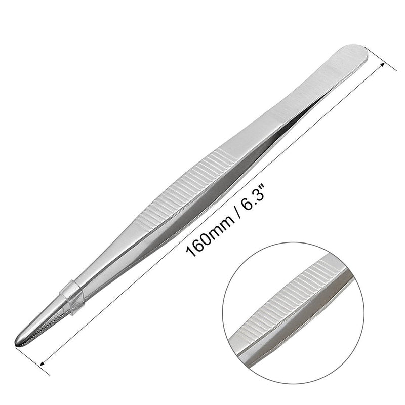 [Australia] - sourcingmap 1 Pcs 6.3-Inch 430 Stainless Steel Straight Blunt Tweezers with Serrated Tip Daily Garden Tool 