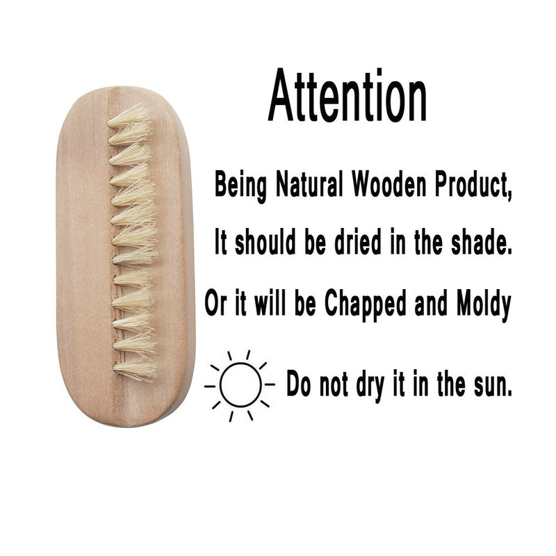 [Australia] - Beautyours Wooden Hand & Nail Brush 2-Pack Set - Natural Bristle SPA Dual Surface Two-Sided 