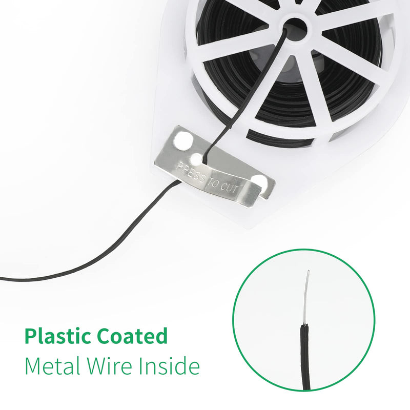 [Australia] - KINGLAKE 328 Feet Sturdy Plastic Garden Plant Twist Tie Multi-Use for Secure Vines,Plants Black 