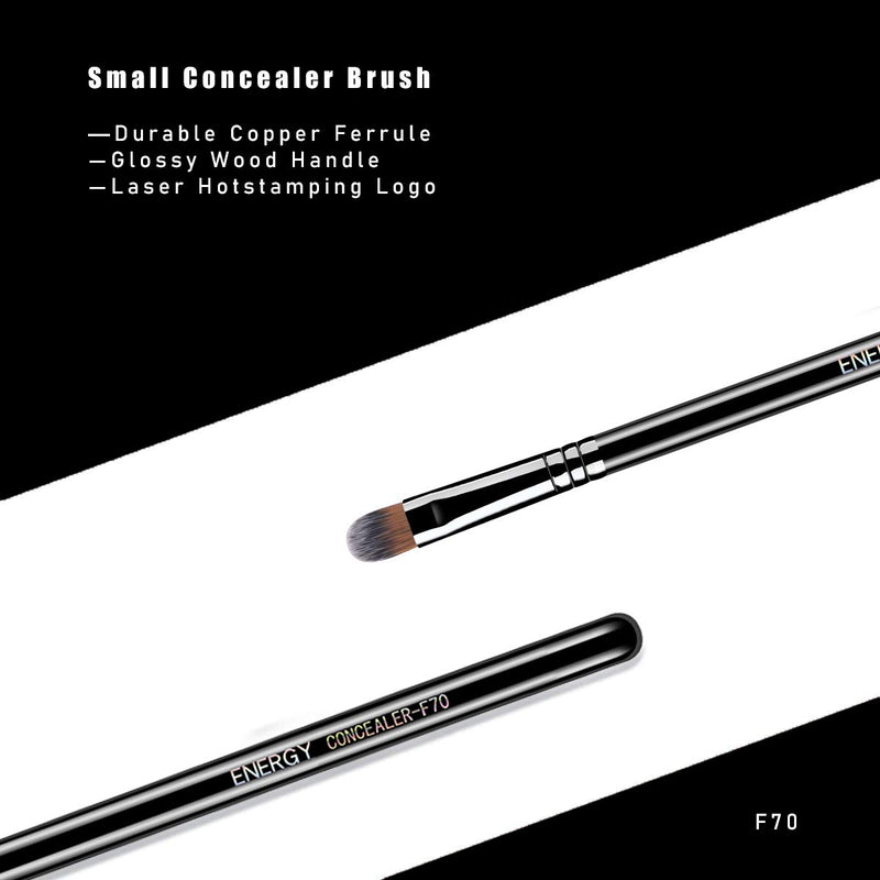 [Australia] - ENERGY Concealer Makeup Brush F70 Under Eye Small Flat Tapered Synthetic Bristle for Precision Color Corrector Concealing Eyes and Brow with Cream Liquid Makeup Tool Black 