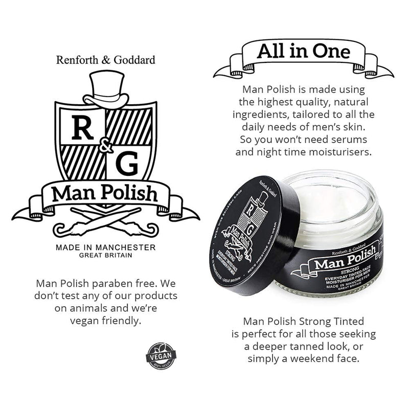 [Australia] - Man Polish Strong Tinted - Premium Gradual Self Tanning Face Moisturiser for Men 50ml 