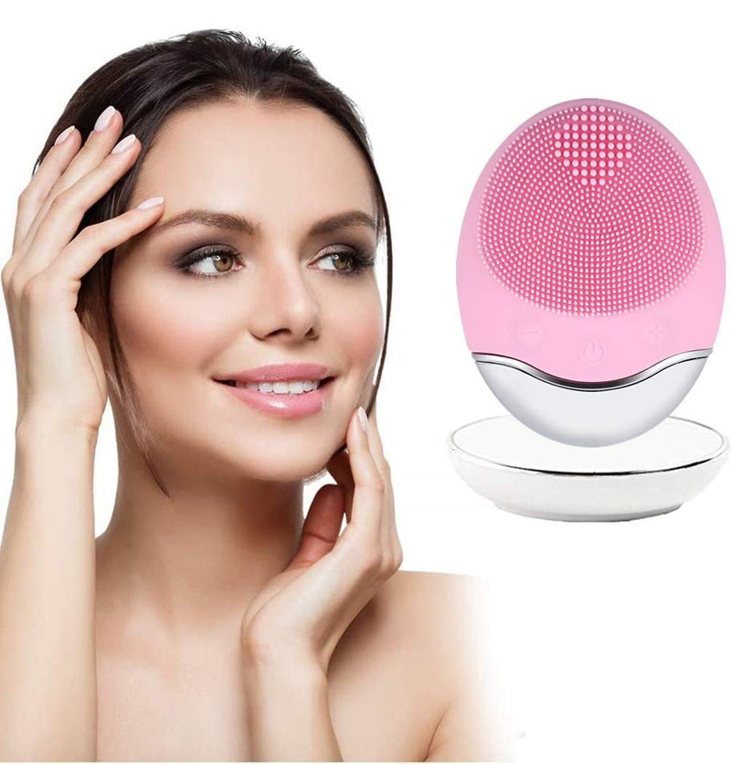 [Australia] - Silicone Facial Cleansing Brush,Electric Silicone Face Brush Massager Wireless Bamboo-charcoal Sonic Deep Facial Cleanser Brush Waterproof Anti-Aging Skin Cleanser and Deep Exfoliator Makeup Tool 