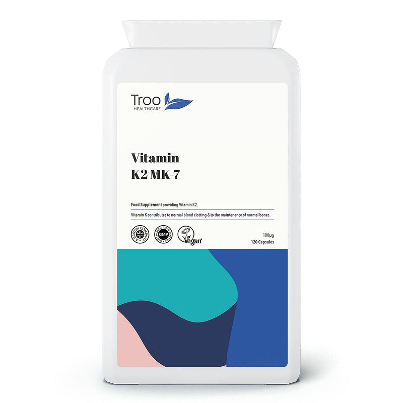 [Australia] - Troo Vitamin K2 MK-7 100mcg 120 Capsules - Highly Bioactive Vit K2 Bone Support Supplement Using MK7 - Easy Swallow - Suitable for Vegans - 4 Month Supply 