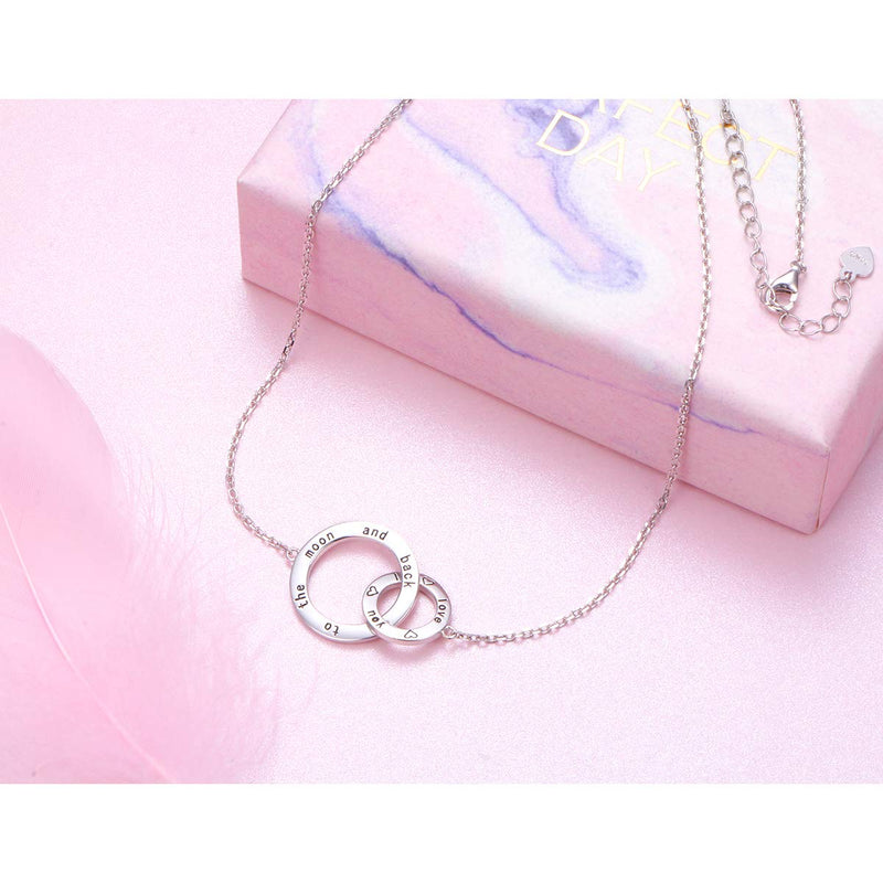 [Australia] - S925 Sterling Silver Mother's Love Heart Pendant Necklace Gift for Women Wife Mother Daughter 03_I love you to the moon and back 