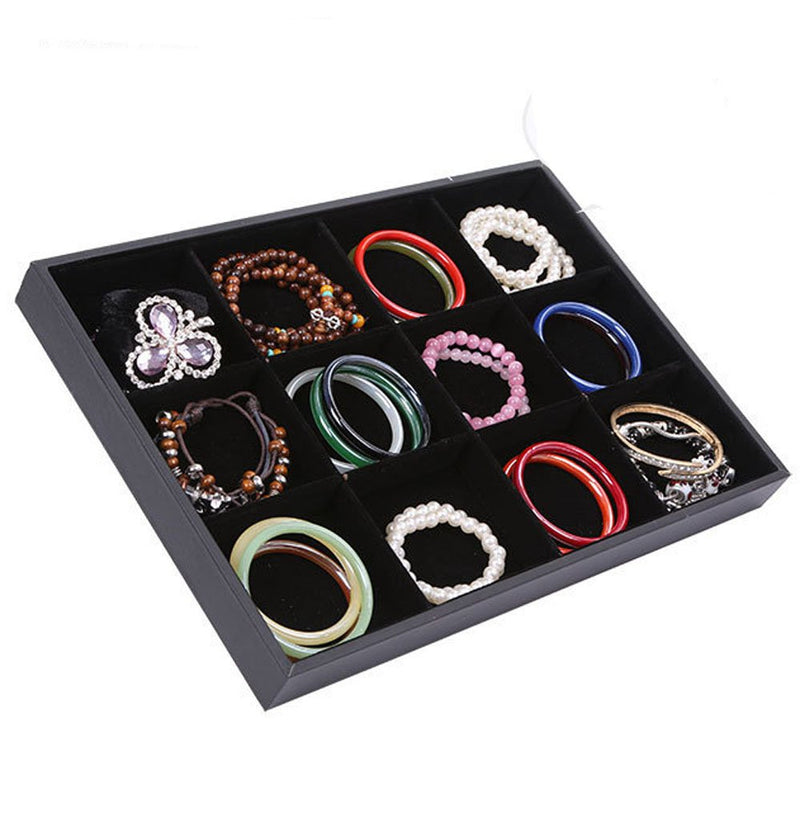 [Australia] - HOMANDA Homandan Black Velvet 12 Compartment Jewelry Display Showcase Organizer Holder for Necklace Bracelet Hair Band 