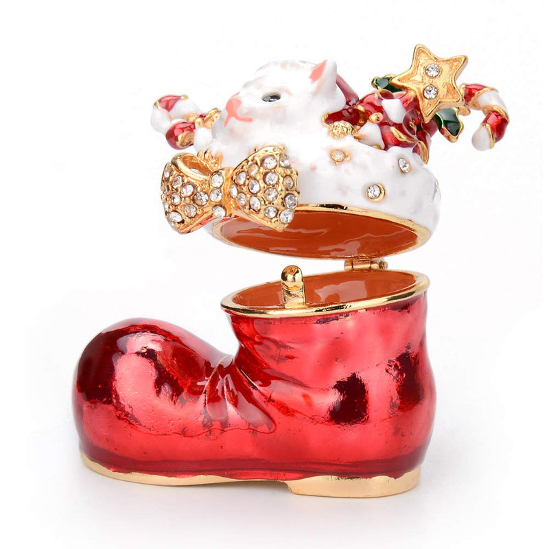 [Australia] - Furuida Trinket Box Boots with Hinged Enameled Jewelry Box Classic Christmas Ornaments Metal Craft Gift for Home Decor 