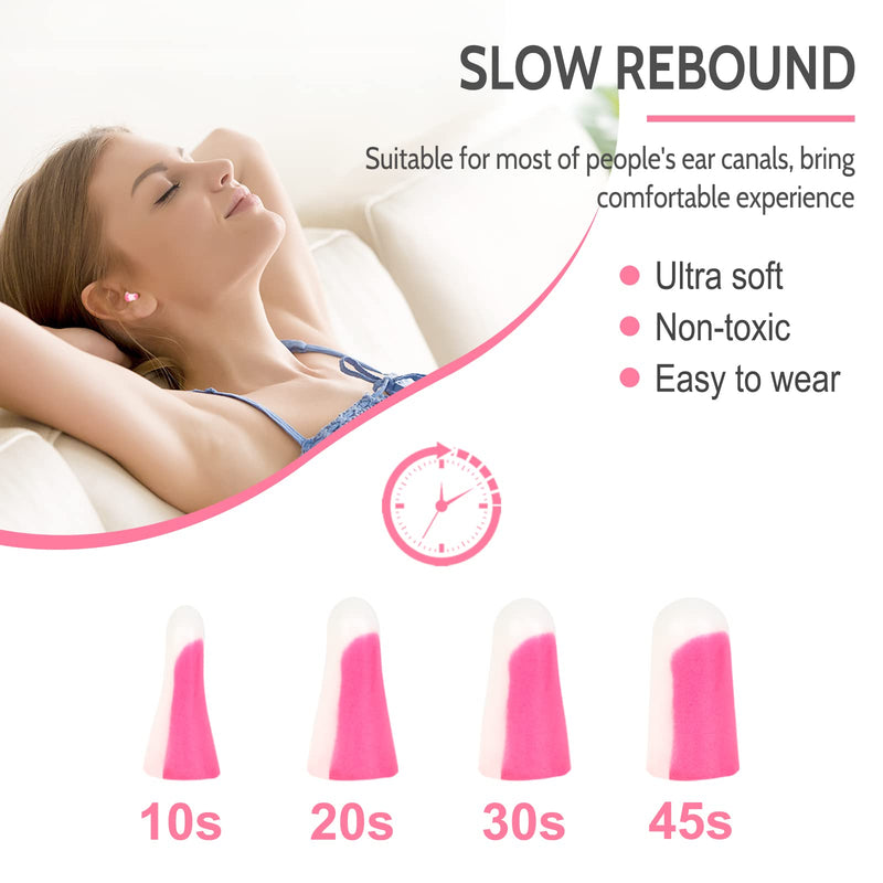 [Australia] - Ultra Soft Foam Earplugs 60 Pairs, 38dB SNR Ear Plugs for Sleeping, Mowing, Shooting, and All Loud Noise by Lysian, Pink/White 