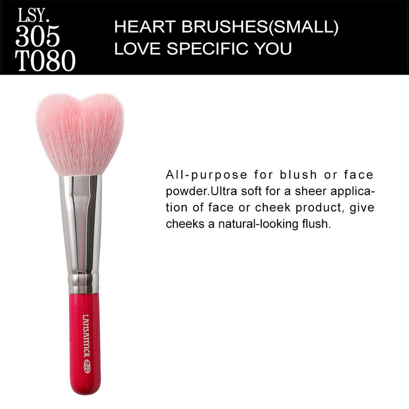 [Australia] - LSY Heart Brushes(Small),Special Heart Shape Design,Natural Goat Hair,Suitable for Blush and Powder.(Pink) Pink 