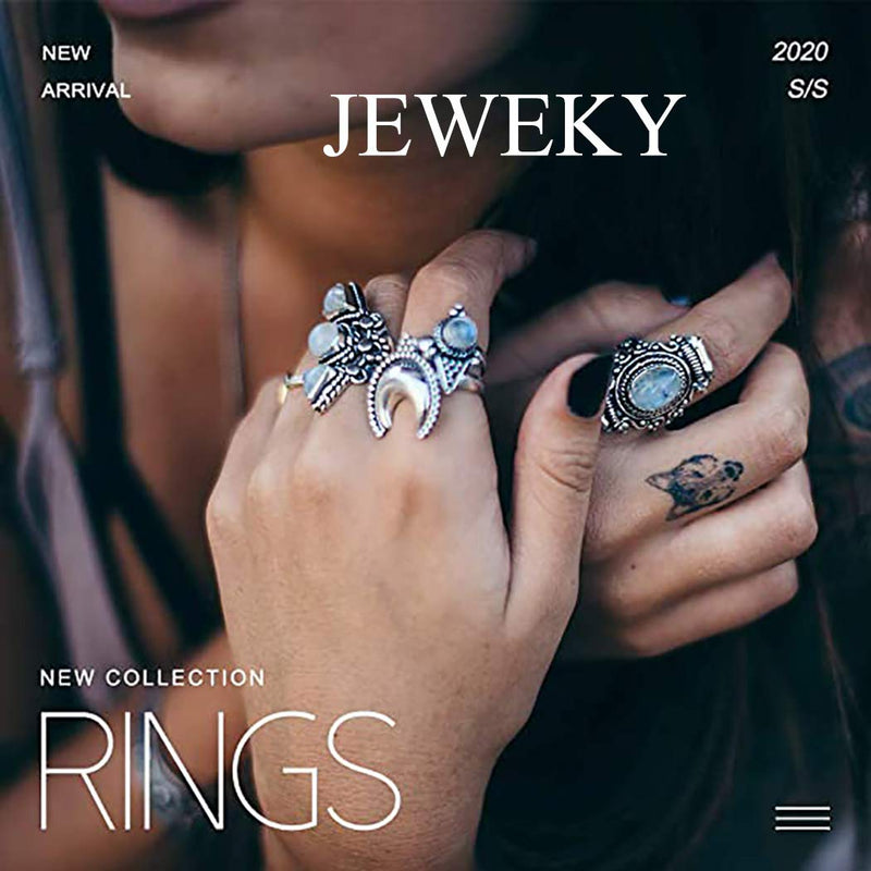 [Australia] - Jeweky Vintage Kunckle Rings Gold Stackable Joint Finger Rings Set Moon Nail Accessories Jewelry for Women and Girls (Pack of 19) 