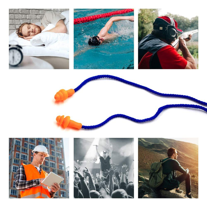 [Australia] - 50 Pair Individually Wrapped Non Toxic Soft Silicone Ear Plugs Corded Reusable Hearing Protection Rubber Earplugs for Sleeping, Music, Shooting, Construction Work, Sports 50 Pair (Pack of 1) 
