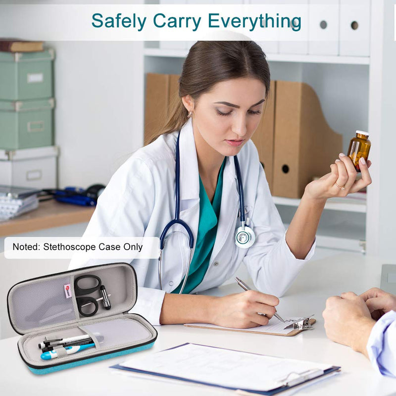 [Australia] - Opoway Stethoscope Carrying Case, Stethoscope Travel Case for 3M Littmann Classic III, Cardiology IV Diagnostic, MDF Acoustica Stethoscopes - Extra Room for Nurse Accessories (Turquoise) Turquoise 
