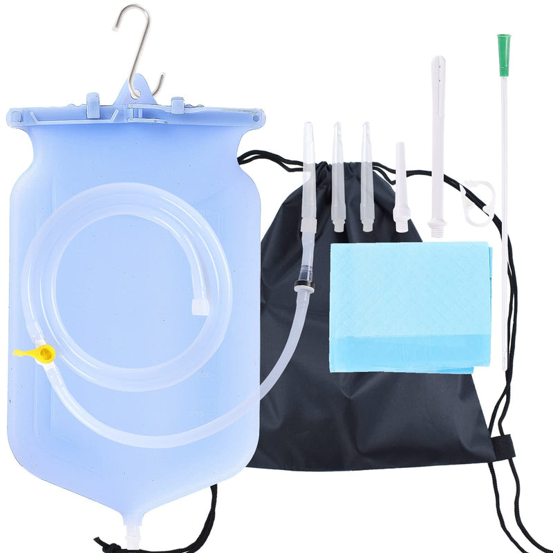 [Australia] - Sealable Silicone Enema Bag Kit 6Pcs Enema Nozzle Tips Colon Tube Replacement for Colon Cleansing Constipation Women Men, Clear Coffee Enema Kit Hot Water Bottle Bucket Douche Bag Backflow Prevention 