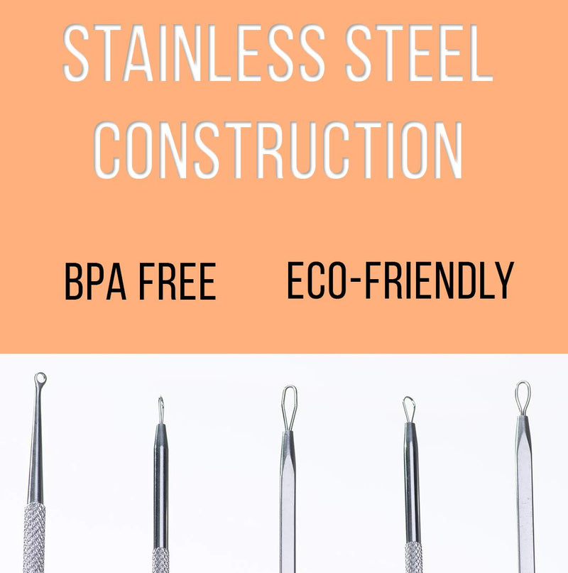 [Australia] - Coeprix Blackhead Remover – 5Pcs Pimple Popper Tool Kit – Professional Stainless Steel Comedone Extractors - Blemish Removal Acne Treatment - Fat Granule Whitehead Scraper Zit Poppers (Silver) 