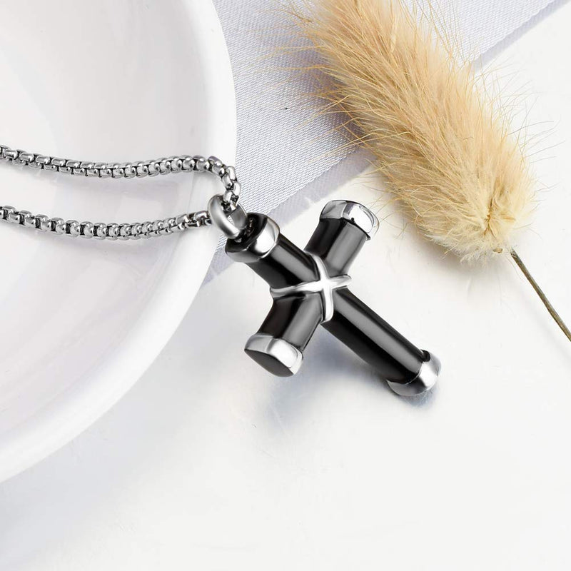 [Australia] - abooxiu Urn Necklaces for Ashes Cremation Necklace Stainless Steel Cremation Jewelry Memorial Ashes Keepsake Black 