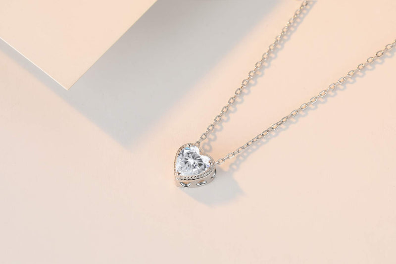 [Australia] - Qings Birthstone Heart Women Necklaces, 925 Sterling Silver Birthstone Pendant Necklace, Adjustable Chain Gift Box, 12 Months Jewellery Valentines Gift for Her Wife Girls Mom Birthday Wedding Apr 