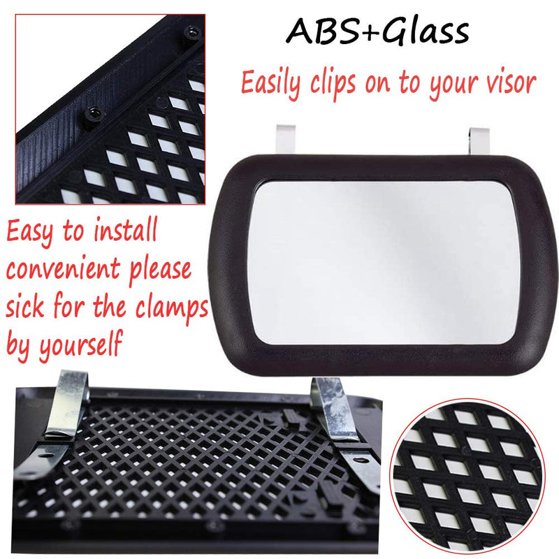 [Australia] - 2 Pack Sun Visor Mirror Clip on, WenMei Car Visor Cosmetic Vanity Mirror Clip Car Makeup Sun-Shading Cosmetic Mirror Black Deluxe Visor Mirror Auto Supplies 16.9x11cm/6.65"x4.33" (Black) 2 