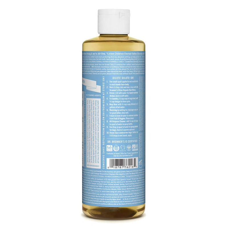 [Australia] - DR BRONNERS Organic Baby Pure Castille Liquid Soap 473ml (PACK OF 1) Unscented 473 ml (Pack of 1) 