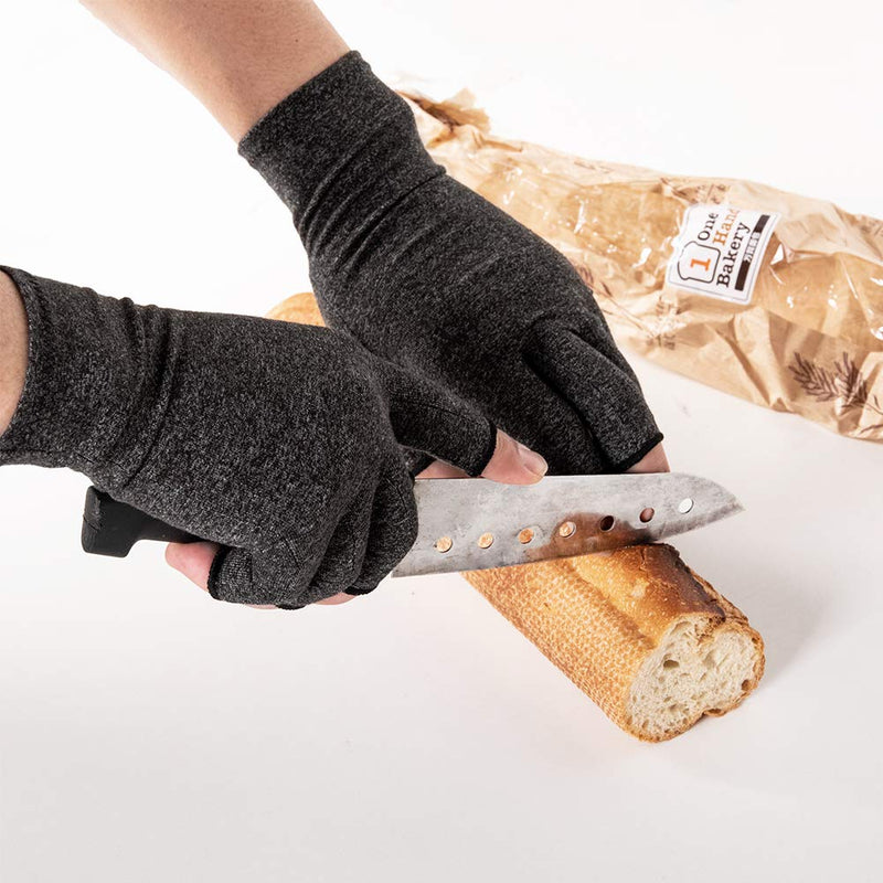 [Australia] - HENOTIC Arthritis Compression Gloves for Women Men, Fingerless Breathable & Moisture Wicking Compression Gloves for Relieving Carpal Tunnel Aches, Rheumatoid Pains, Joint Swell One Pair Large (1 Pair) 