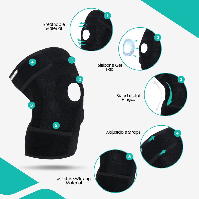 [Australia] - Movefix Knee Braces For Knee Pain, Patella Knee Braces For Knee Pain for Men and Women - Helps in Knee Support - Injury Recovery Knee Brace for Meniscus Tear, Arthritis, Workout (2XL/3XL, Black) 2XL/3XL 