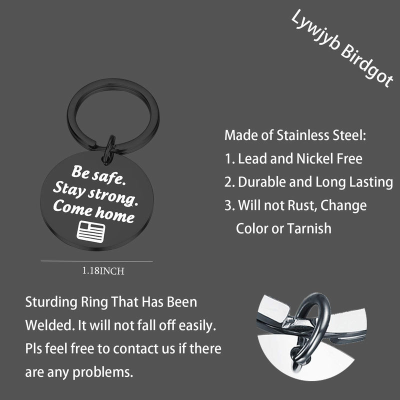 [Australia] - Lywjyb Birdgot Deployment Gift Military Gift Air Force Gift Be Safe Stay Strong Come Home Deployment Keychain Army Keychain Navy Keychain Gift for Husband Boyfriend stay strong black 