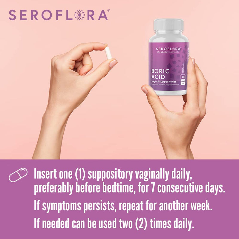 [Australia] - Seroflora Boric Acid Vaginal Suppositories 600 mg 60 Pack - Boric Acid Pills for Women - Feminine Health and Wellness Essentials - Vaginal Health pH Balance for Women - Supports Vaginal Odor Control 