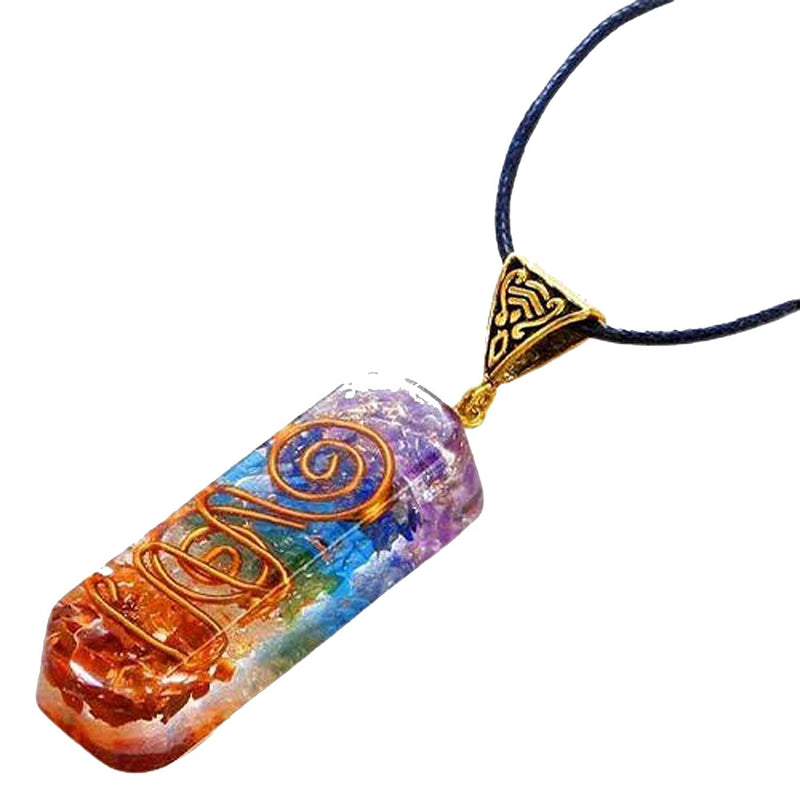 [Australia] - DEEPOW ANLACOCN Healing 7 Chakra Necklace with Rainbow Crystals Orgone Energy Generator for Balancing 7 Chakras, Meditation Yoga Spiritual Jewelry 