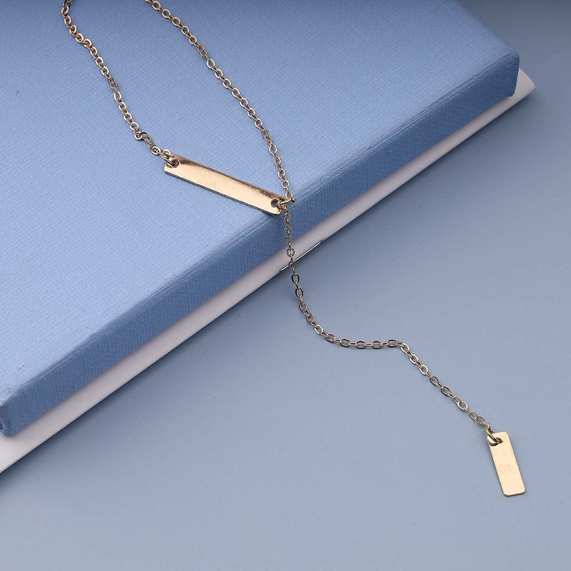 [Australia] - Yheakne Skinny Bar Y Necklace Gold Bar Necklace Chain Long Geometry Lariat Necklaces Jewelry for Women and Teen Girls 