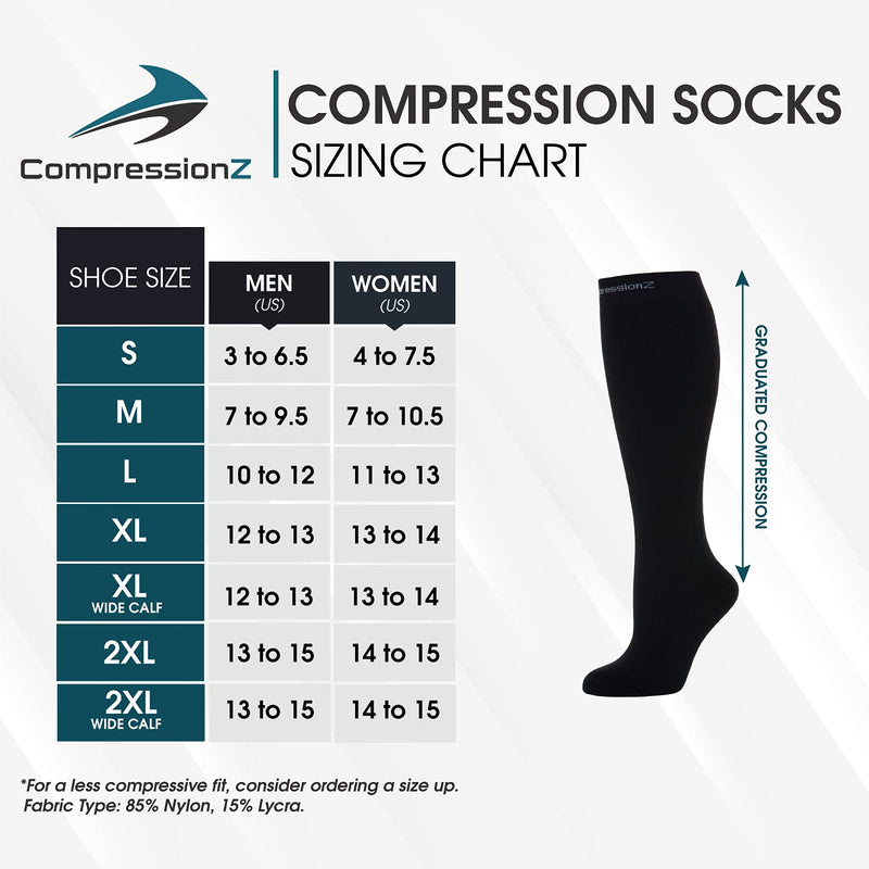 [Australia] - CompressionZ Compression Socks For Men & Women 30-40 mmHG Tight Stockings Black Large 