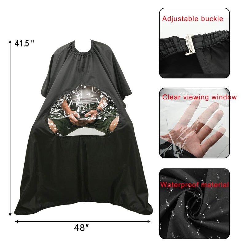 [Australia] - CM Barber Cape with Clear Window Salon Cape Hair Cutting Cover Hair Drape Waterproof Haircut Apron with Buckle for Barber Shop Salon Stylists Home DIY Hairdressing 