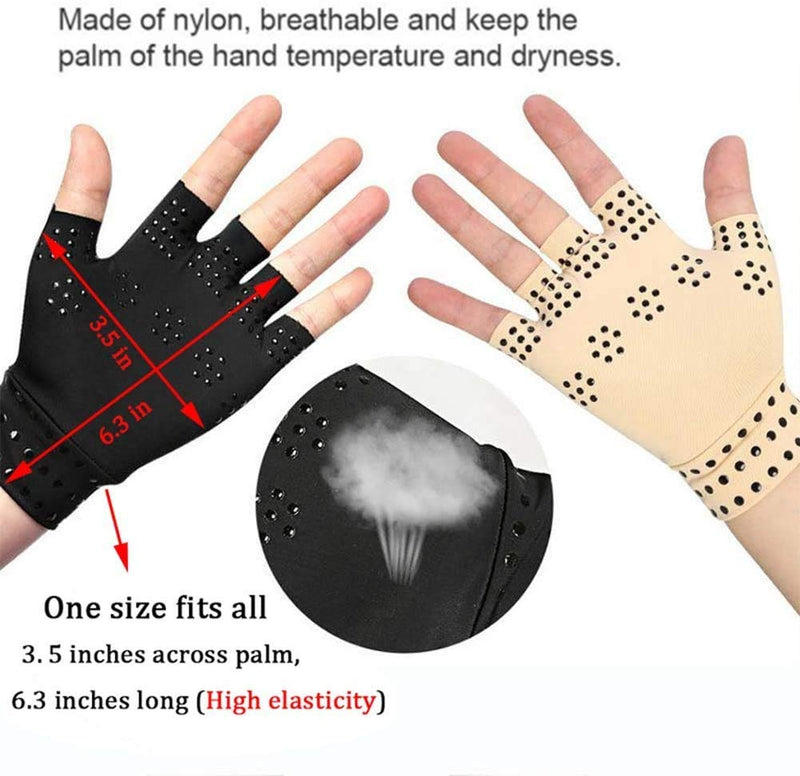 [Australia] - Chargen Arthritis Gloves Compression Gloves Fingerless Gloves Magnetic Anti-Arthritis Therapeutic Therapy Fingerless Gloves Relief Hand Pain Relief Heal Joints Relief (Black) Black 