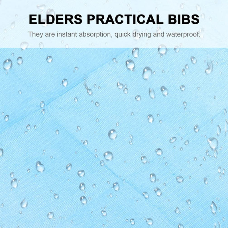 [Australia] - EXCEART 60Pcs Disposable Adult Bibs Disposable Adult Tie- Back Poly Bibs Blue Large Overhead Apron Bib for Elderly Women, Men,45X37X0.5CM 
