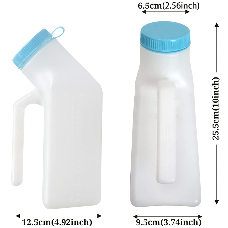 [Australia] - Tovee Upgraded Urinals for Men with Glow in The Dark,1000ml Thick Pee Bottles with Lid,Spill Proof Urinal Bottle for Car,Hospital,Elderly & Incontinence,2 Pack 2 Pack 