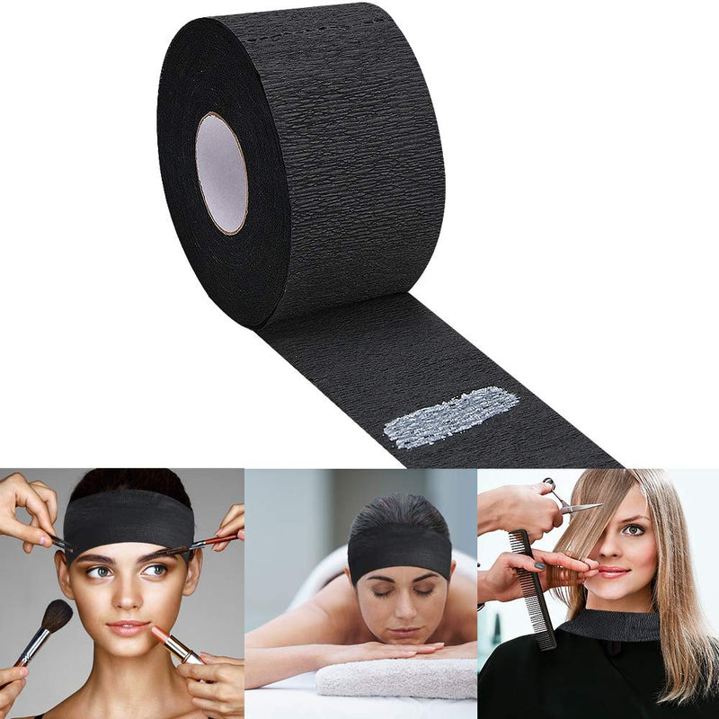 [Australia] - Noverlife 5 Pack Disposable Barber Paper Neck Strips, Hairdressing Stretchy Wrap & Neck Paper Tissue Roll for Salon Haircut Styling Coloring Spa Massage- Black 