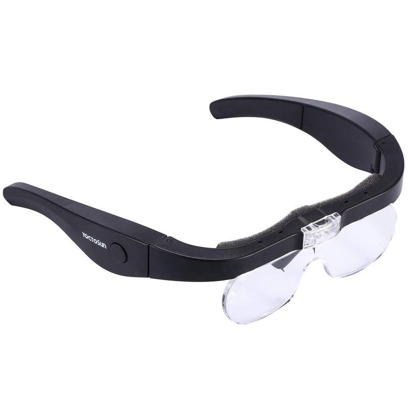 [Australia] - YOCTOSUN Magnifying Glasses with 2 LED Lights,4 Detachable Lenses, Storage Case, Head Strap, Hands Free Headband Magnifier for Close Work, Jewelry, Hobby,Crafts Headset Magnifier with Storage Case 