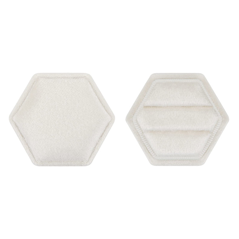 [Australia] - DesignSter Hexagon Velvet Ring Bearer Box - Premium Gorgeous Vintage Double Ring Display Holder with Detachable Lid for Proposal, Engagement, Wedding, Ceremony (Beige) Beige 