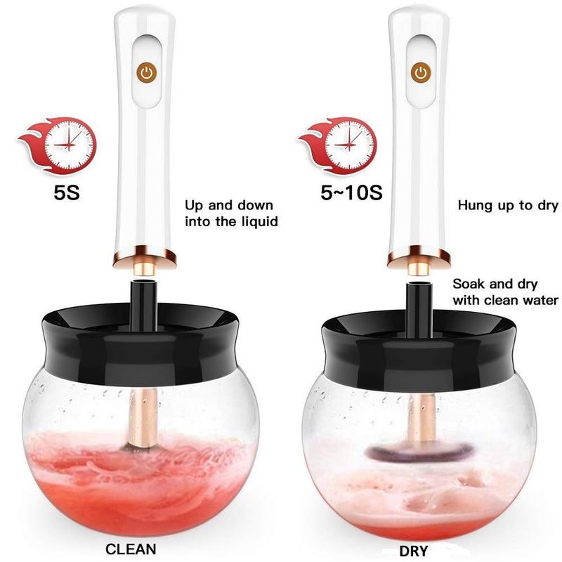 [Australia] - Makeup Brush Cleaner, Electric Make Up Brush Cleaners and Dryer, Automatic Spinner Machine Fast Dry and Deep Clean Various Cosmetic Brushes, 8 Spin Collars 