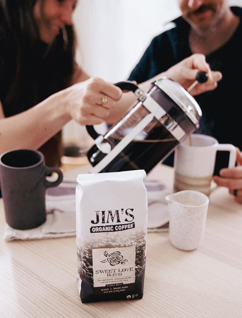 [Australia] - Jim’s Organic Coffee – Sweet Love Blend – Whole Bean, Dark Roast, Bold 11 oz Bag 11oz Beans 11 Ounce (Pack of 1) 