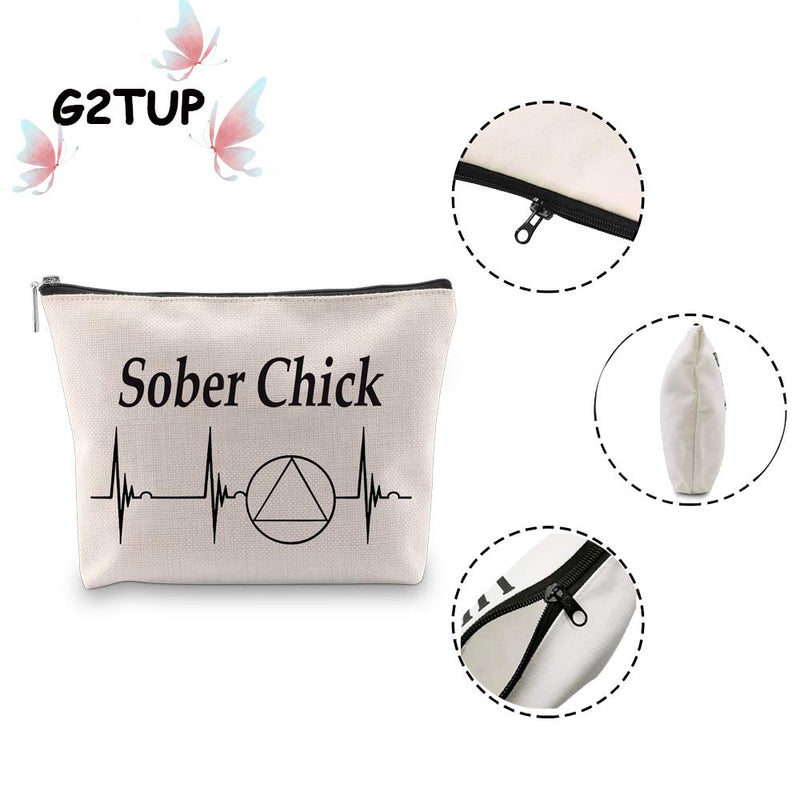 [Australia] - G2TUP Sober Gifts for Women Sobriety Heartbeat Addiction Cosmetic Bags Sober Chick AA 12 Step Recovery Gifts (Sober Chick) 