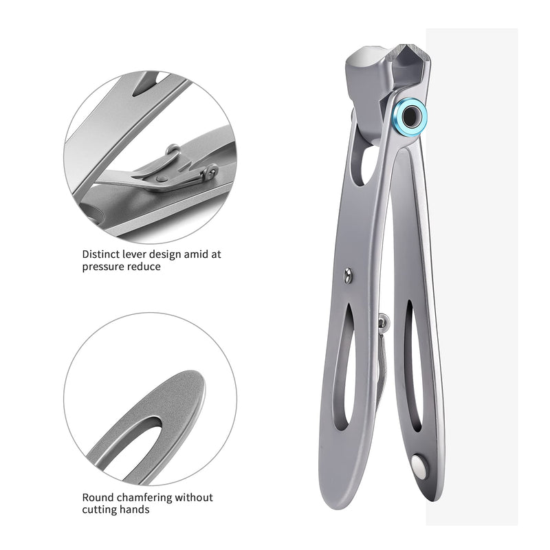 [Australia] - FVION Nail Clippers for Thick Nails, 16mm Wide Jaw Opening Fingernail Toenail Cutter with File Manicure Set Large Nail Clippers Set for Men and Women Silver 