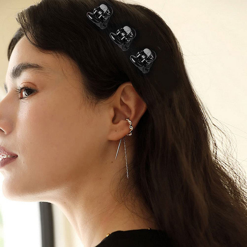[Australia] - 24 Pcs Mini Hair Clips, Hair Claws Pins Clamps Hair Accessories Clips Small Micro Hair Jaw Clips for Women Girl's Hair（Black） Black 