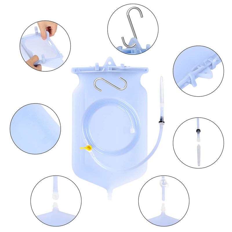 [Australia] - Sealable Silicone Enema Bag Kit 6Pcs Enema Nozzle Tips Colon Tube Replacement for Colon Cleansing Constipation Women Men, Clear Coffee Enema Kit Hot Water Bottle Bucket Douche Bag Backflow Prevention 