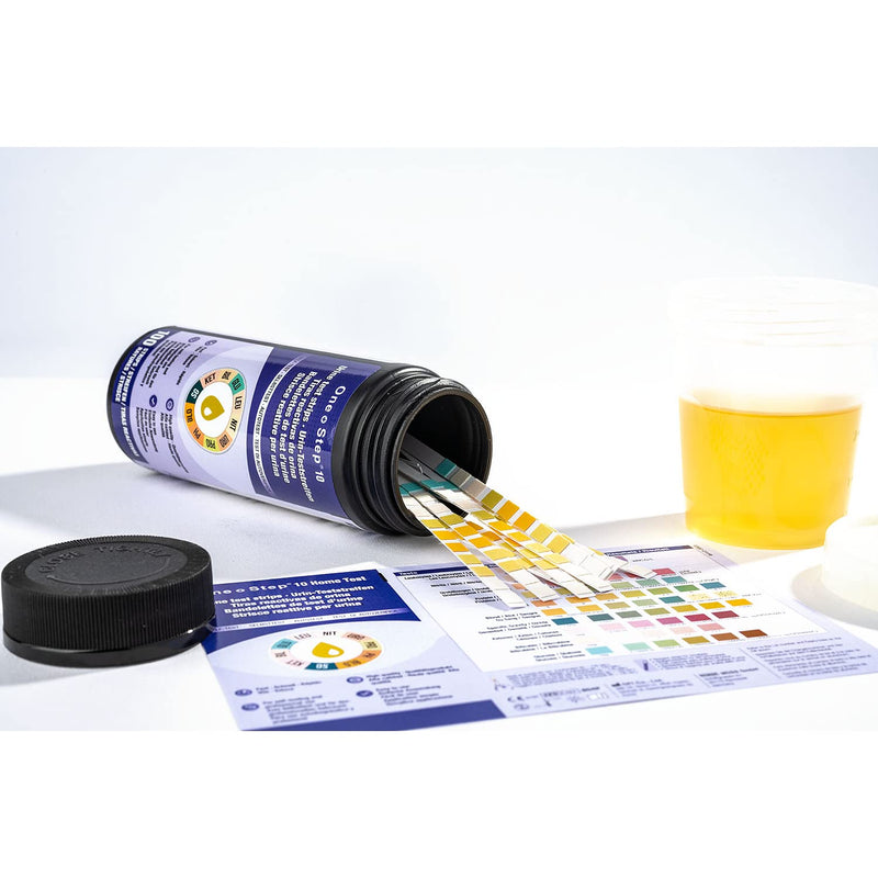 [Australia] - 1 Tub (100 Strips) - 10 Parameter Professional/GP Urinalysis Urine Test + Sample 30ml Bottle (pH/Glucose/Ketone/Liver & Kidney Infection) 