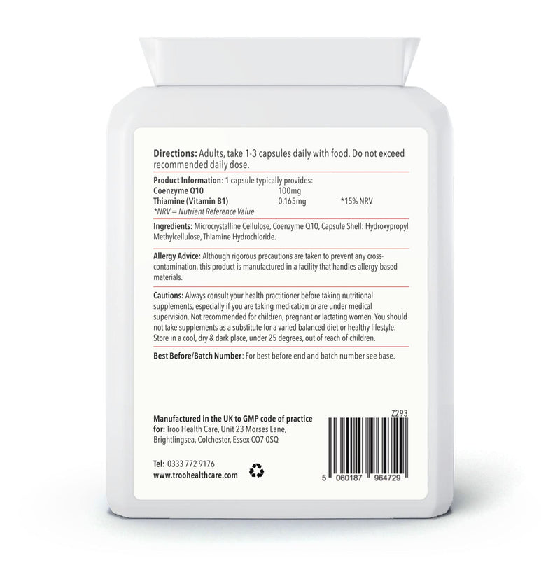 [Australia] - Co-Enzyme Q10 Supplement (CoQ10) - 100 milligrams 90 Vegetarian Capsules - Naturally Fermented Trans Form for High Absorption - UK Manufactured to GMP Standards 