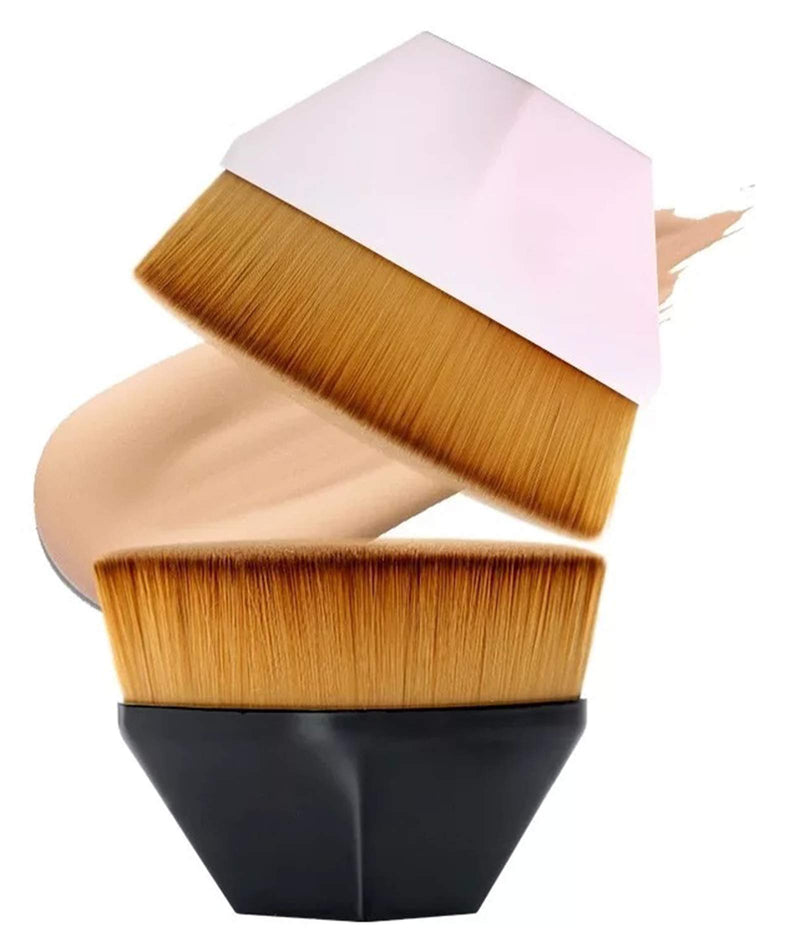 [Australia] - NECOLUCO Women's Foundation Makeup Brush Flat Kabuki Brush for Liquid, Cream and Mineral with Traval Case BlackPink 