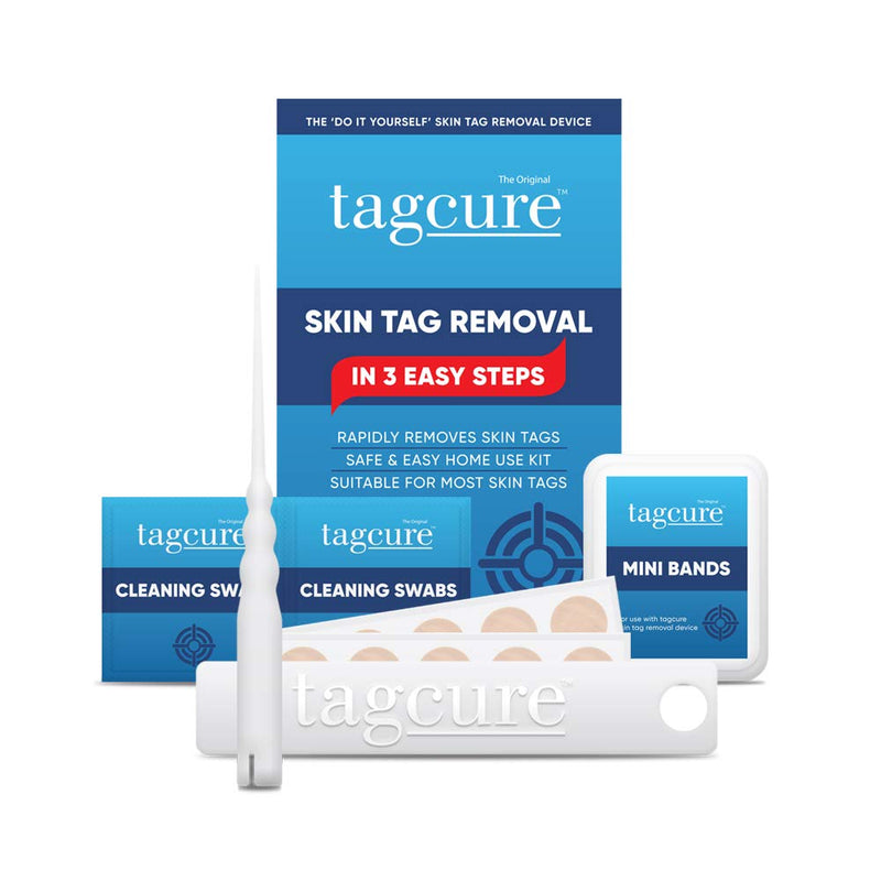 [Australia] - Tagcure Skin Tag Removal Kit For Easy Skin Tag Removal - Includes x10 Tag Bands x10 Cleaning Swabs & x10 Plasters To Cover Tag Area (Suitable for Skintags 0.5cm or Less) 