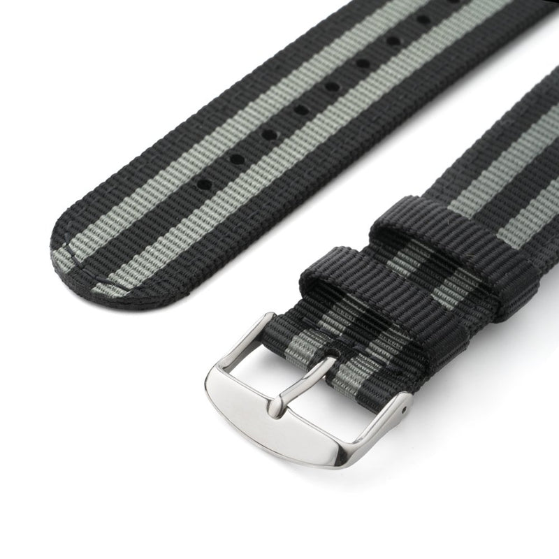 [Australia] - Archer Watch Straps - Premium Nylon Quick Release Replacement Watch Bands for Men and Women, Watches and Smartwatches | Multiple Colors, 18mm, 20mm, 22mm 18mm (See diagram) Black/Gray 