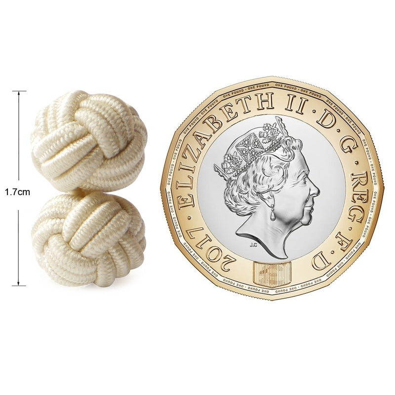 [Australia] - HONEY BEAR Silk Knot Cufflinks Fabric for Mens Shirt for Business Wedding Gift Beige 