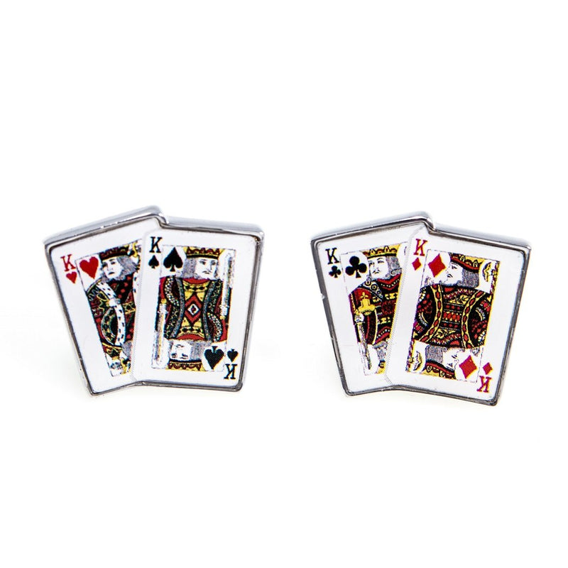 [Australia] - MRCUFF Kings 4 Four Playing Cards Poker Pair Cufflinks in a Presentation Gift Box & Polishing Cloth 