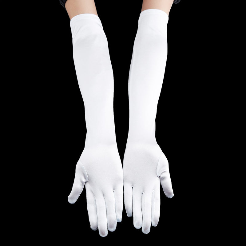 [Australia] - 1920s Opera Satin Long Gloves 19.5" Elbow Length,12BL A-19.5" Satin(white) One Size 